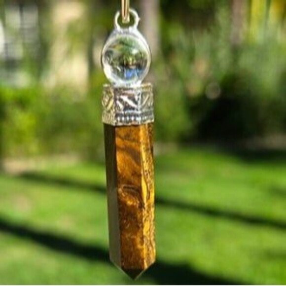 Sphere Tiger's Eye Crystal Point Pendant - Picture 4 of 4
